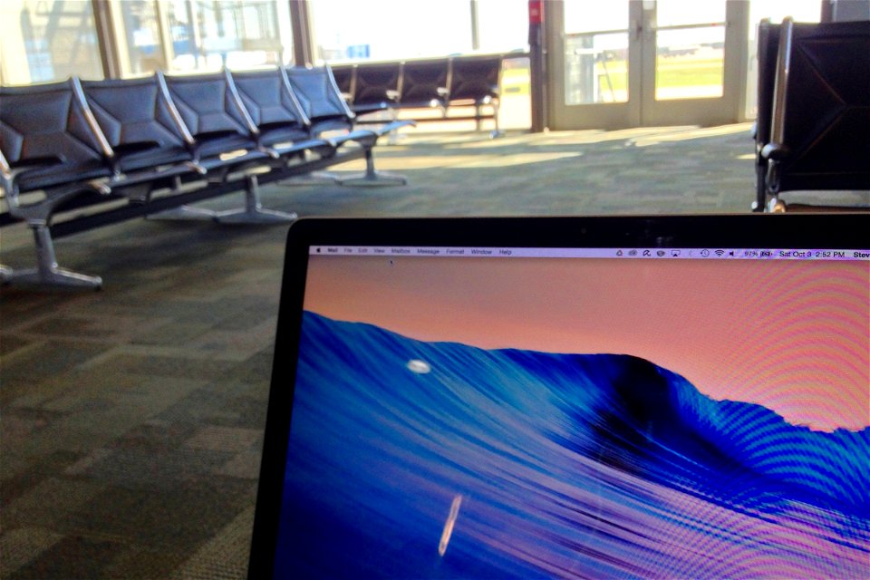 Laptop at Empty Airport