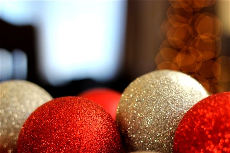 Red & Silver Christmas Ball Ornaments photo