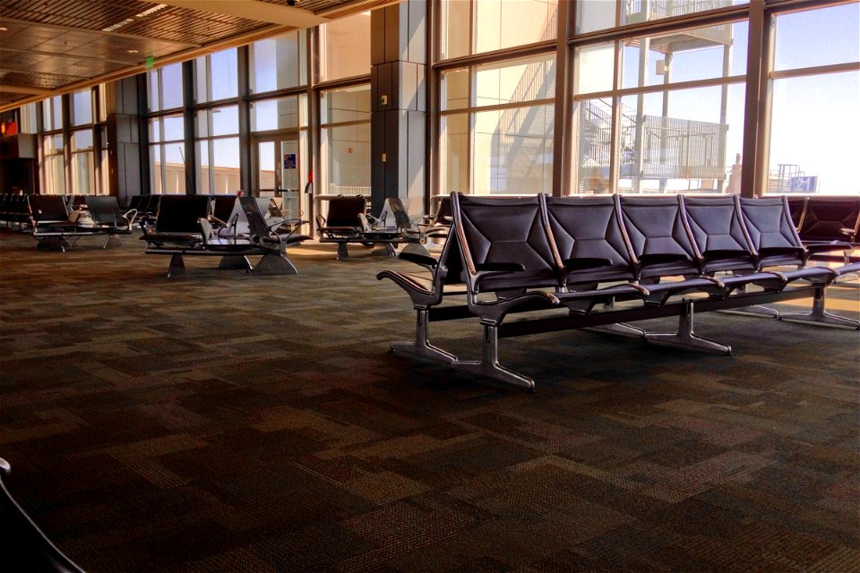 Empty Chairs in Airport Terminal photo