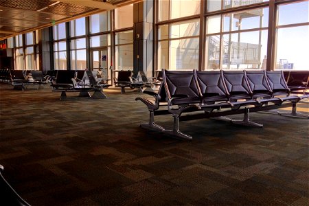 Empty Chairs in Airport Terminal