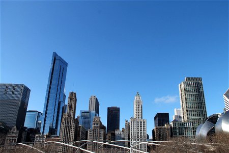 Tall Buildings of City Skyline Against Clear Sky photo