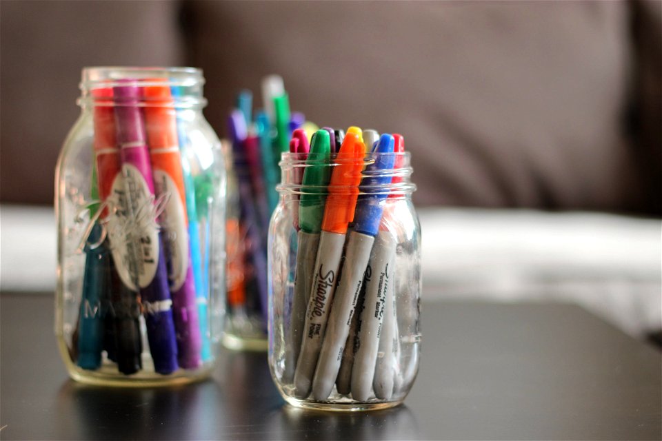 3 Glass Jars with Markers
