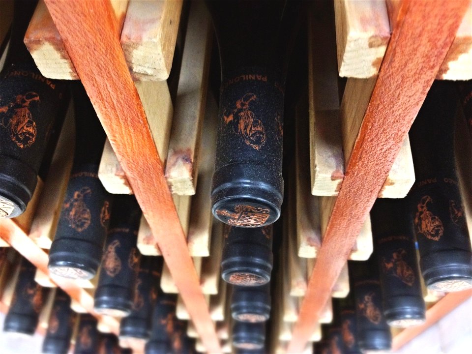 Wine Bottles on Wooden Rack