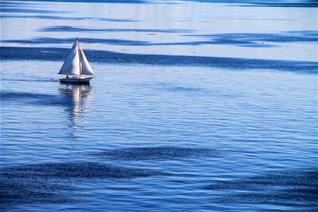 White Sailboat on Blue Ocean photo