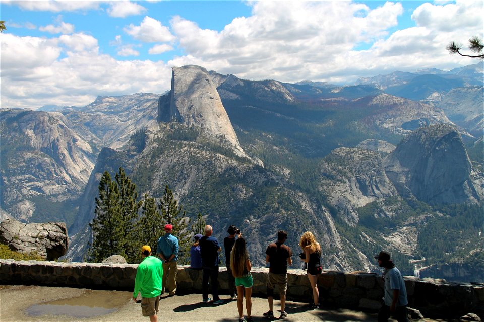 Tourists Looking at Half Dome photo