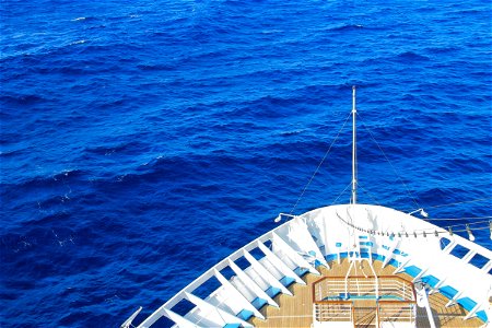 Stern of Cruise Ship on Ocean photo