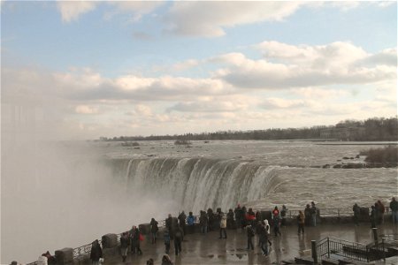 Crowd of People Watching Niagara Falls photo