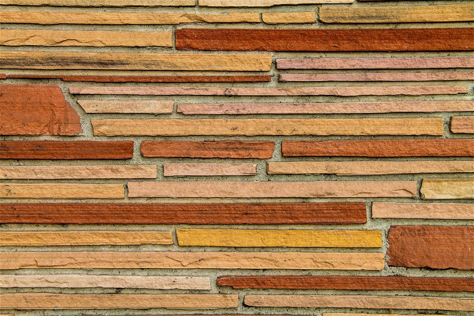 Red & Tan Sandstone Brick Wall Pattern