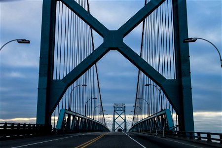 Blue Steel Bridge on Cloudy Day photo