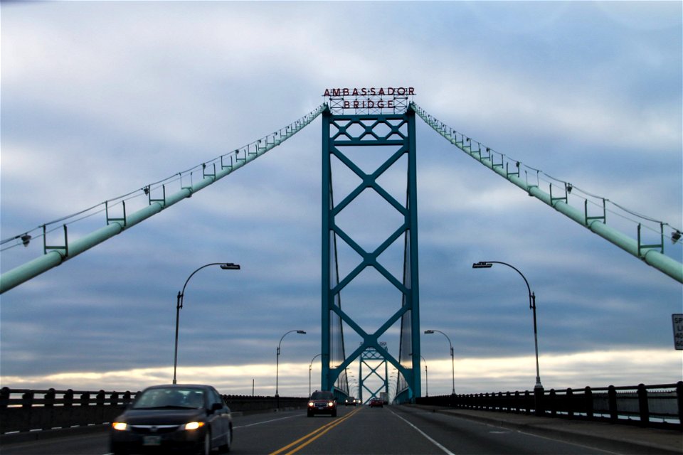 Driving over Ambassador Bridge
