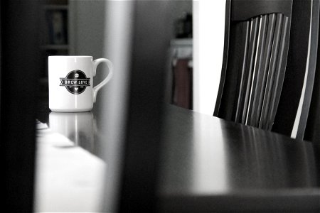 White Coffee Mug with Brew Love Design photo