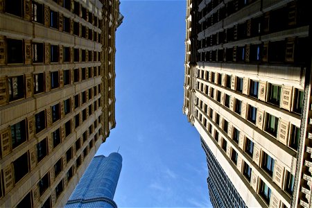 Looking Up Between 2 Buildings photo
