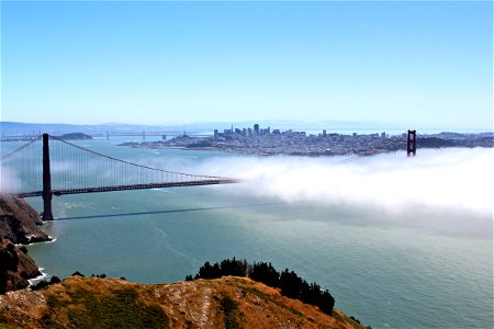 Golden Gate Bridge in Fog from High Point photo