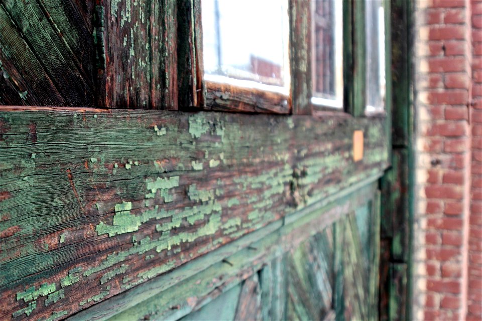 Green Weather Wood Window Frame