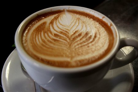 Leaf Latte Art in a Mug photo