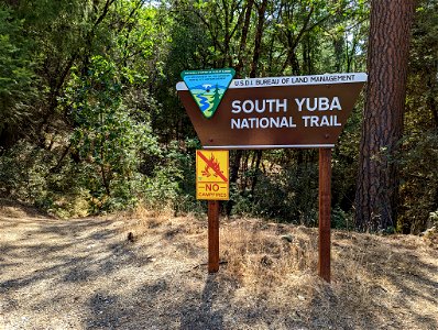 Signage at the trailhead for the South Yuba National Trail