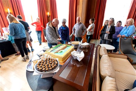 Mammoth Hot Springs Hotel reopening ceremony: refreshments in the map room photo