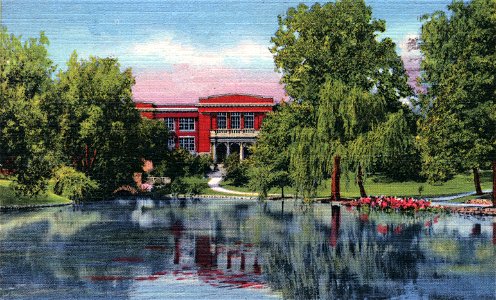 Mirror Lake and Campbell Hall, Ohio State University, Columbus, Ohio (1945) - Edited for Web photo