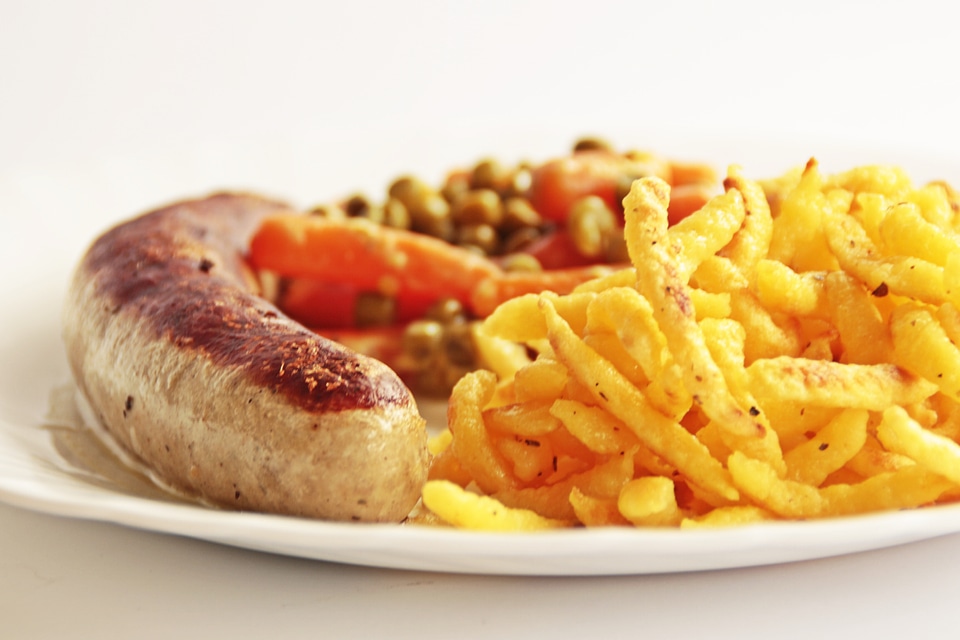 Spätzle grill sausage grilling