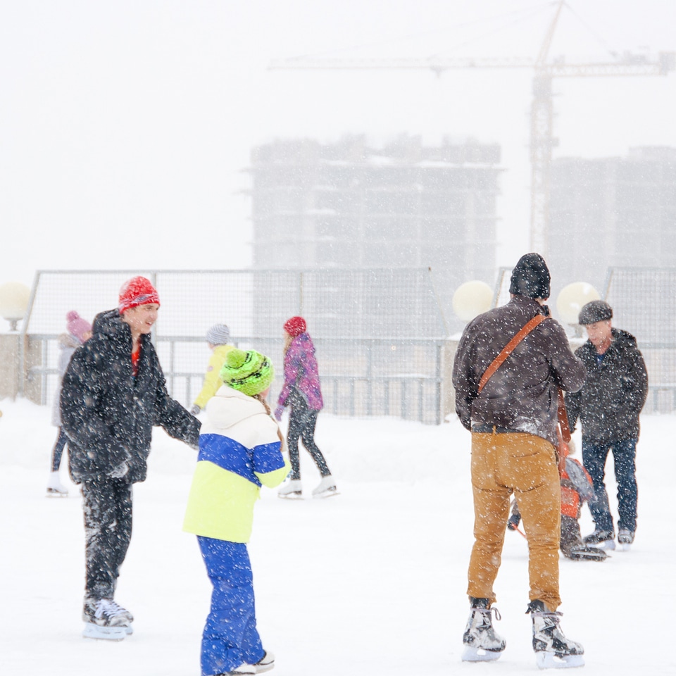 Ice skating in the snow