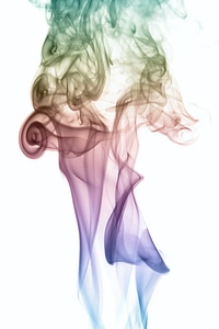 Multi colored smoke on white