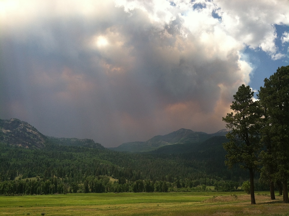 Sky smoke mountains