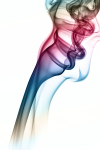 Deep colored smoke on white