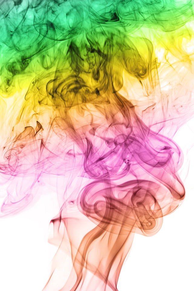 Colored smoke on white