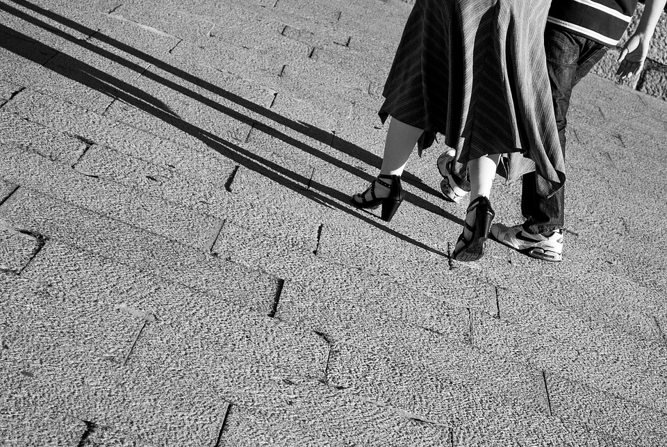 Feet ground people walking