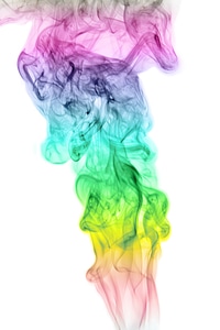 Multicolor smoke on white photo