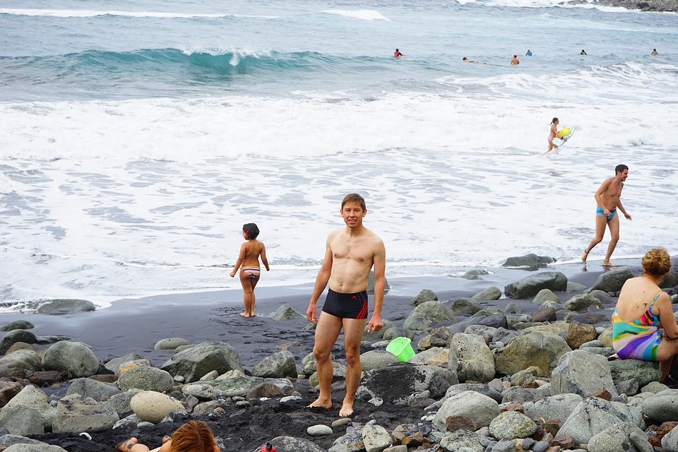 Swimmer swimming trunks stretched