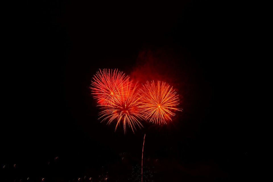 New year's eve shower of sparks pyrotechnics