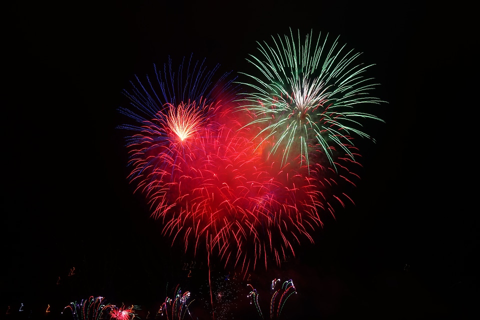 Blue fireworks new year's eve