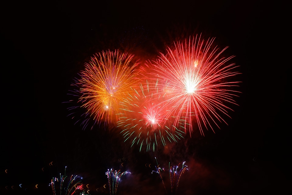 Fireworks new year's eve shower of sparks