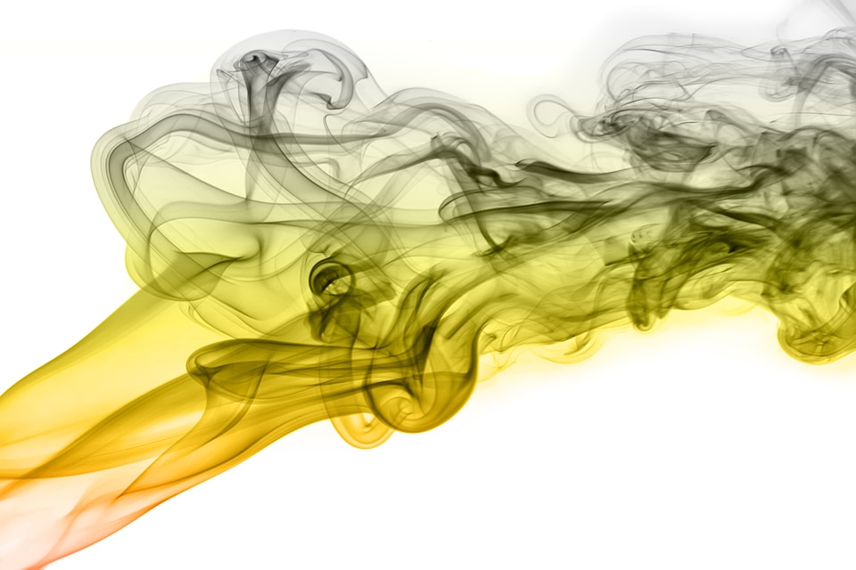 Yellow and Gray Smoke on White Background