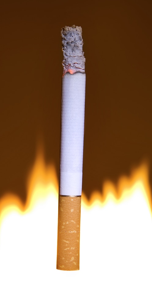 Lid cigarette burning