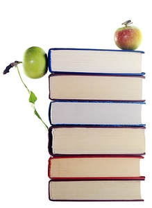 Apples on stack of books photo