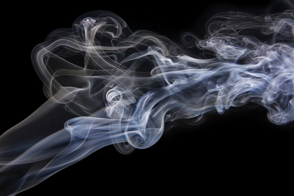 Gray and Blue Smoke on Black