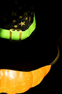 Halloween pumpkin with witches hat