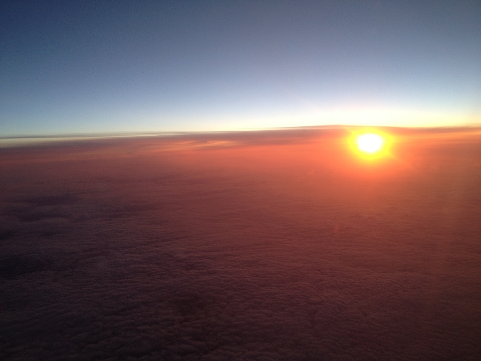 Sunset aeroplane window