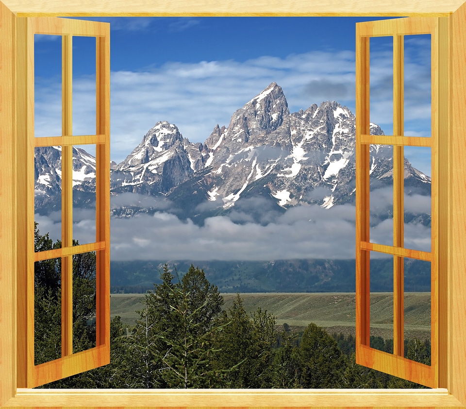 Window frame through open