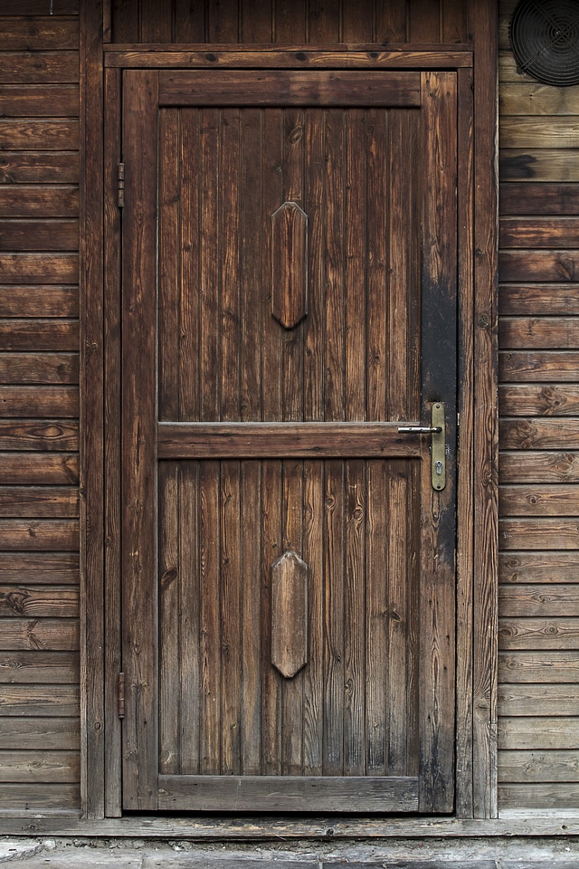 Old door brown wooden
