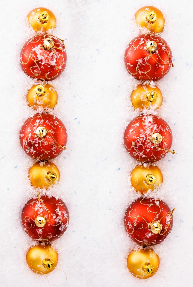 Rows of Red and Golden Christmas Balls