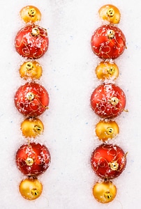 Rows of Red and Golden Christmas Balls photo