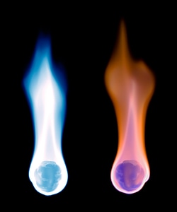 Blue and orange flames photo