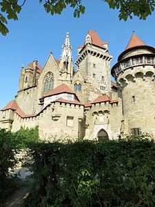 Blue sky stone masonry tile roof photo