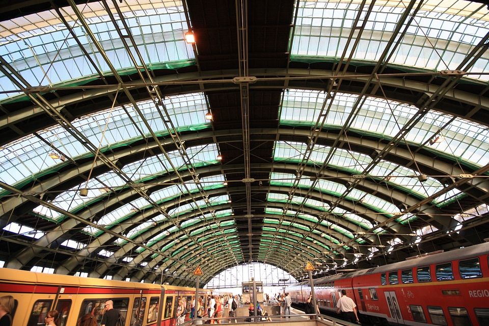 Railway station building platform