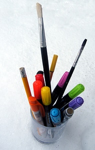 Colorful brushes colored pencils
