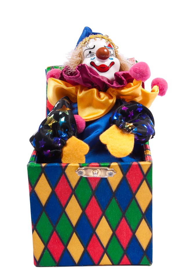 Jack in the box toy isolated