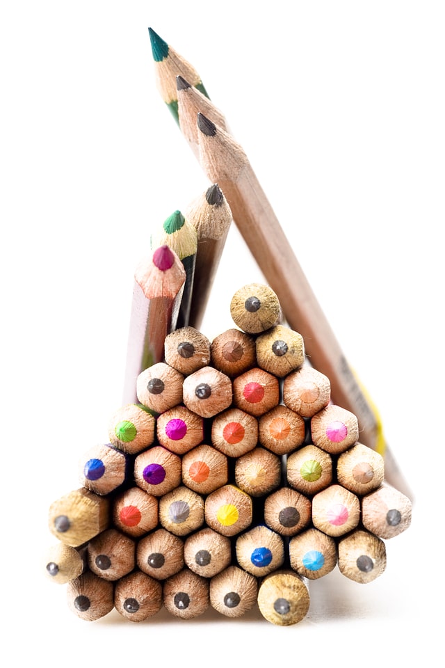Stacked colorful pencils